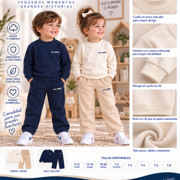 buso MoonKids en azul niebla con logo bordado